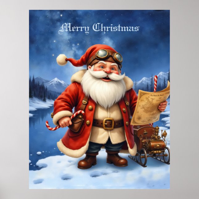 Poster Steampunk Santa Claus – Vintage Christmas Adventur (Frente)