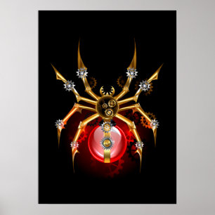 Poster Steampunk spider on black