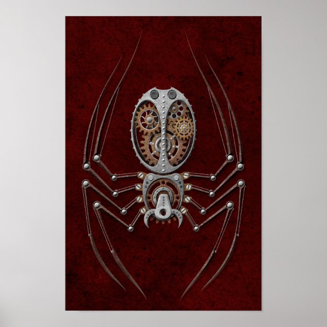 Pôster Steampunk Spider on Deep Red (Frente)
