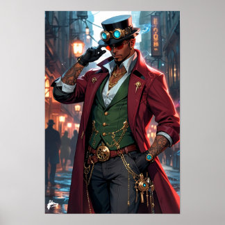 Poster Steampunk Strategist – Confidence and Charm  