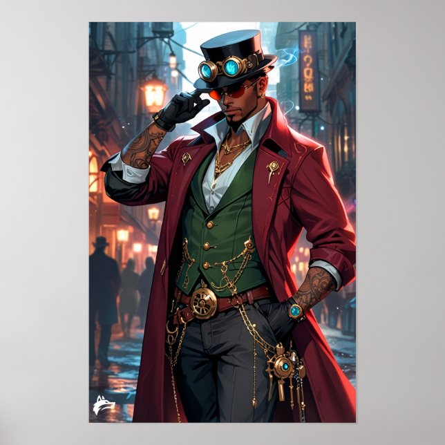 Poster Steampunk Strategist – Confidence and Charm   (Frente)