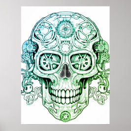 Poster Steampunk Sugar Skull Drawing Art for Adults Wall