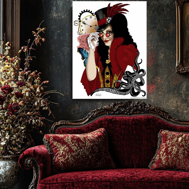 Poster Steampunk todo em Vermelho (Criador carregado)