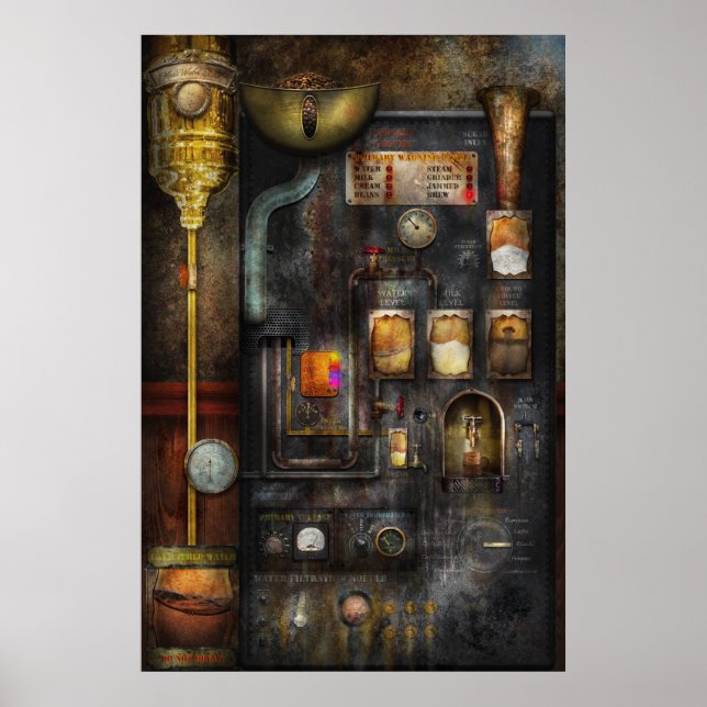 Pôster Steampunk - Tudo isso para uma xícara de café (Frente)