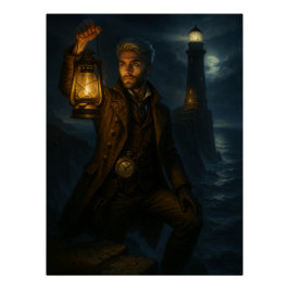 Pôster Steampunk Victorian Fantasy Lighthouse Keeper