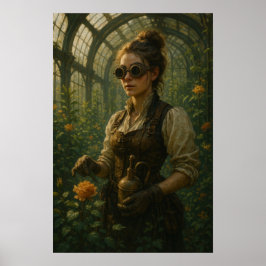 Poster Steampunk Victorian Gardener Art
