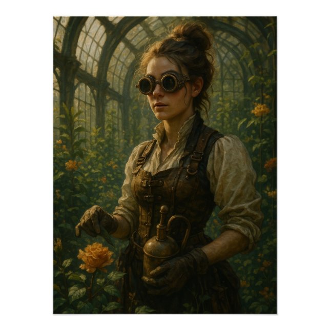 Pôster Steampunk Victorian Gardener Art (Frente)