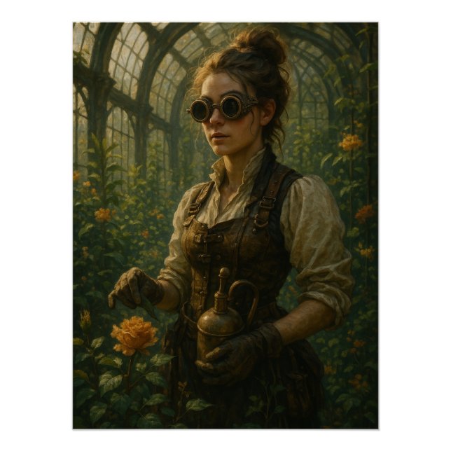 Pôster Steampunk Victorian Gardener Art (Frente)