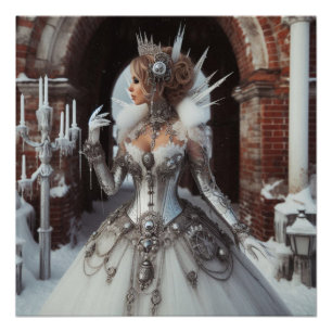 Pôster Steampunk Victorian Industrial Winter Ice Queen