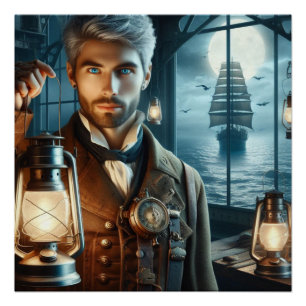 Pôster Steampunk Vintage Guardião Vitoriano