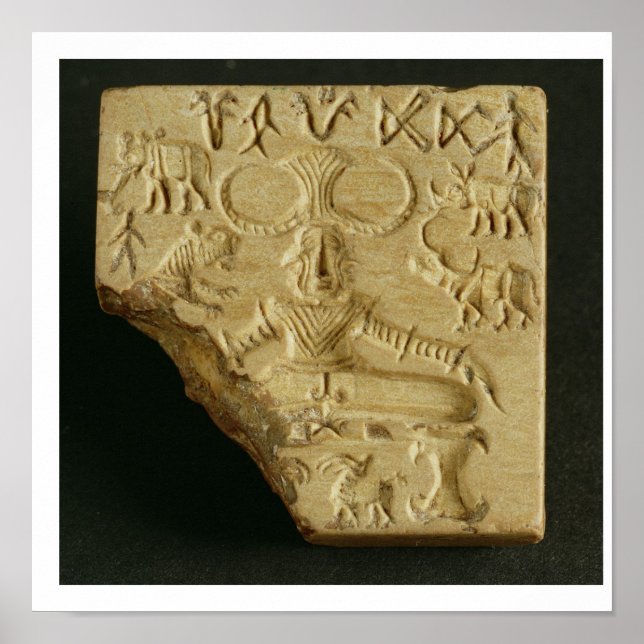 Poster Steatite Pasupati, Mohenjodaro, 2300-1750 a.C. (Frente)