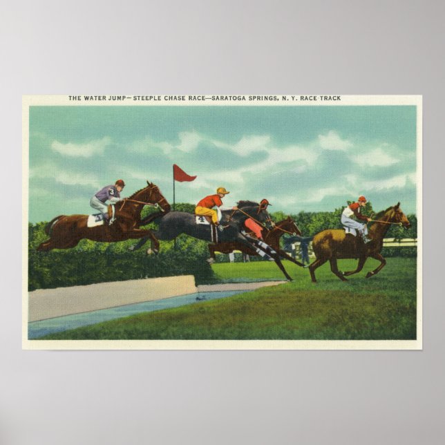 Poster Steeple Chase Water Jump at Race Track (Frente)