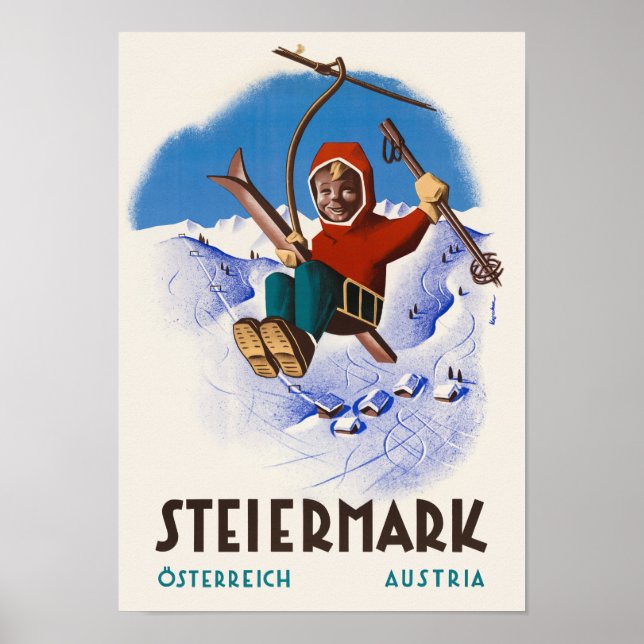 Poster Steiermark Austria Viagens vintage (Frente)