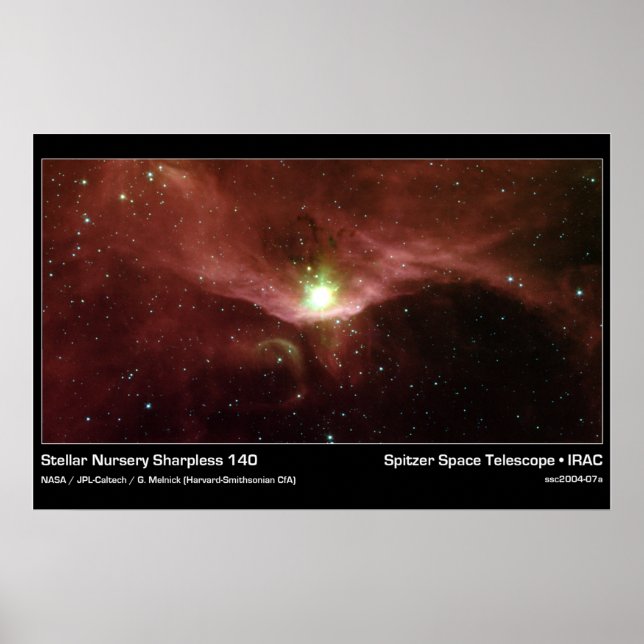 Poster Stellar Nursery Sharpless 140 - Telescópio Spitzer (Frente)