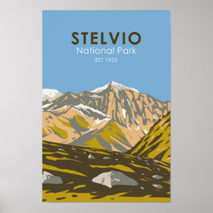 Poster Stelvio National Park Itália Central Alps Vintage
