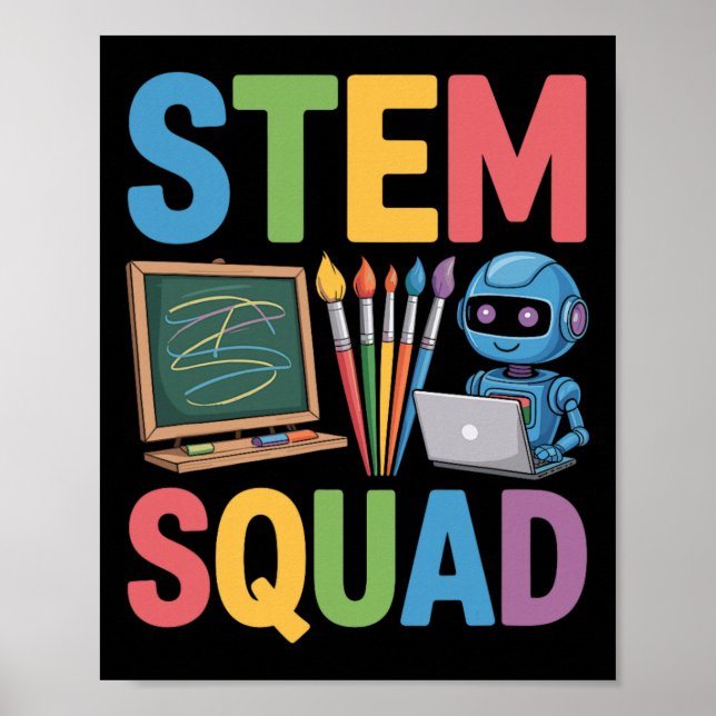 Poster Stem Squad, Science Teacher Math Teaching Team  (Frente)