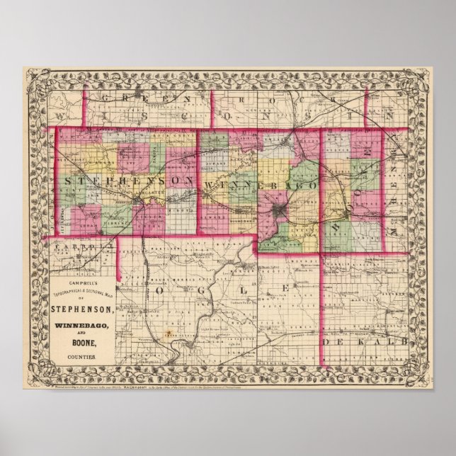 Pôster Stephenson, Winnebago, condados Boone (Frente)