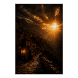 Pôster Stepped Mountain Village Poster