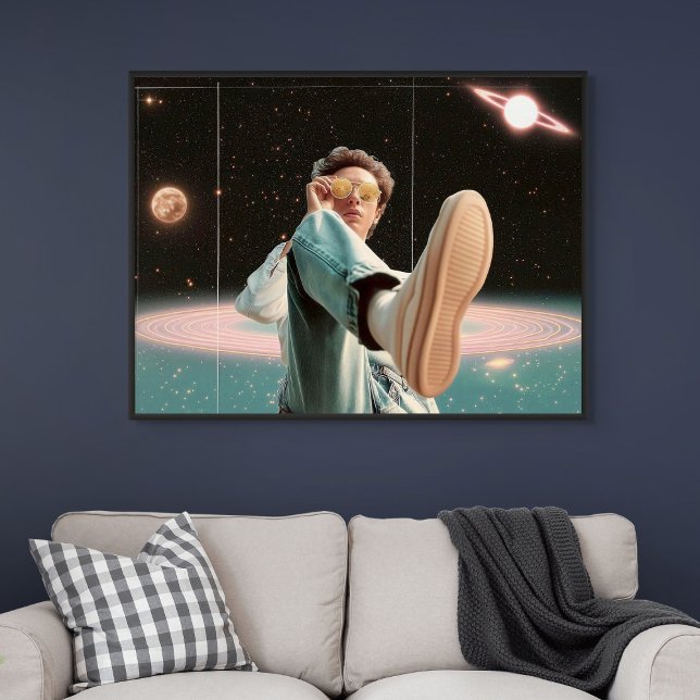 Poster Stepping Into Another Orbit (Surreal Portrait with Space Background and Planets)