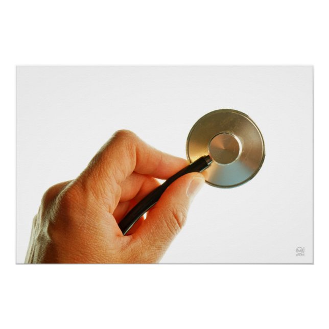 Pôster Stethoscoop in een hand voor een ziekenhuis sfeer. (Frente)