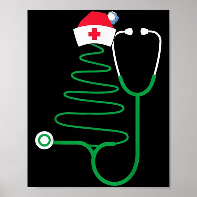 Poster Stethoscope Árvore de Natal Enfermeira de Natal (Frente)