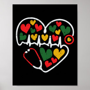 Poster Stethoscope Heart Junetemelanin Enfermeira African