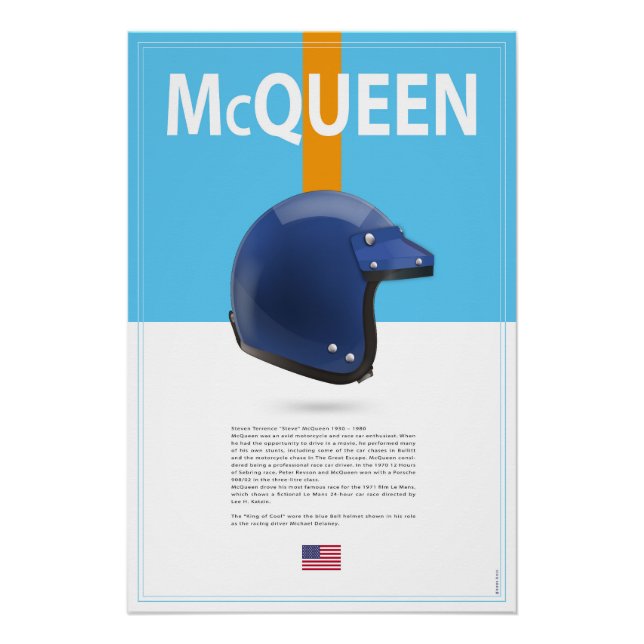 Pôster Steve McQueen Helmet (Frente)