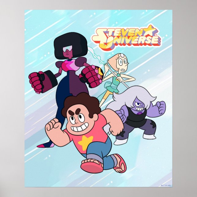 Poster Steven Universe | Ação do grupo Crystal Gem (Frente)
