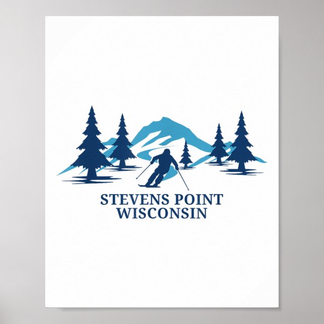 Poster Stevens Point Wisconsin Ski Resort Skiier _1 (Frente)