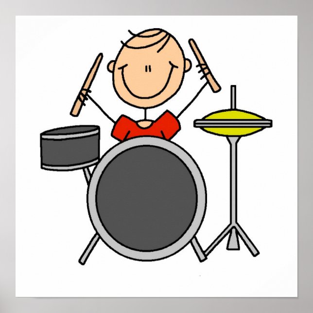 Poster Stick Figure Male Drummer T-shirts and Gifts (Frente)