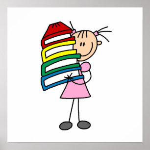 Pôster Stick Girl With Books