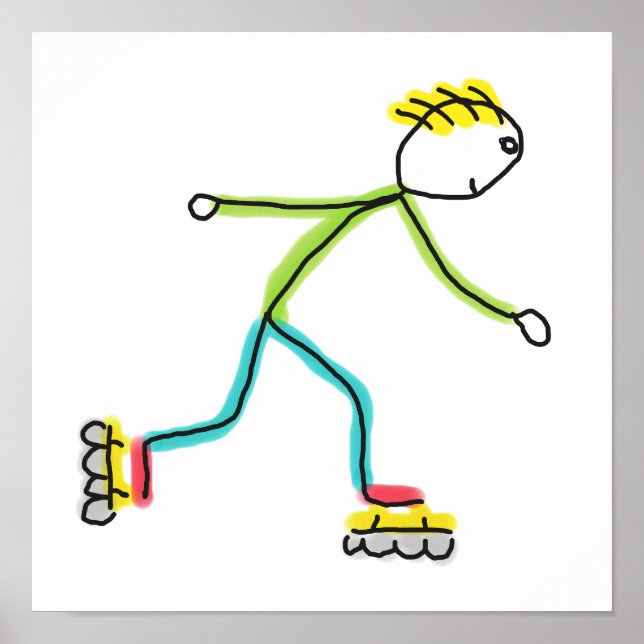 Poster Stickman de Patinação Inline (Frente)