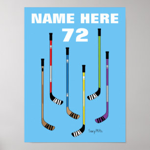 Poster Sticks de hóquei de nome personalizados do jogador