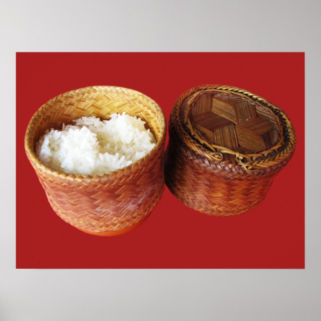 Poster Sticky Rice [Khao Niao] Comida do Lao Tailandês (Frente)