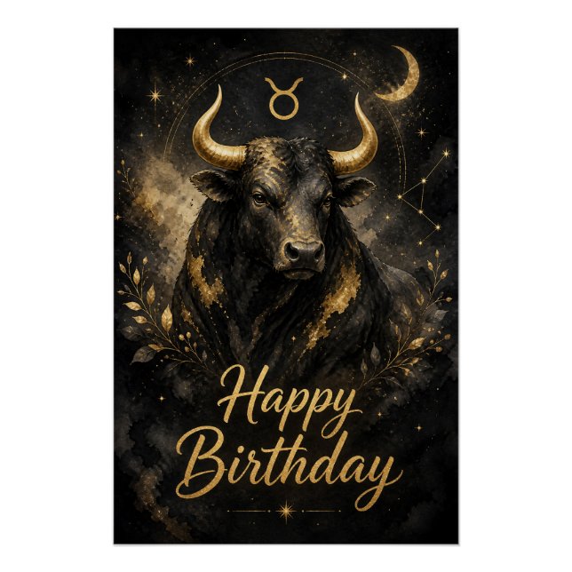 Pôster Stier Happy Birthday Sternzeichen Design (Frente)