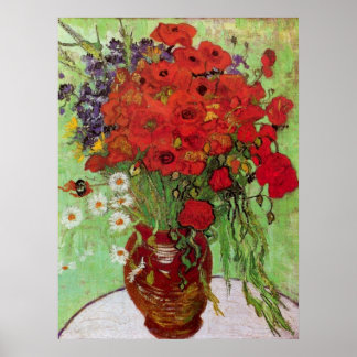 Poster Still Life Red Poppies and Daisies by van Gogh
