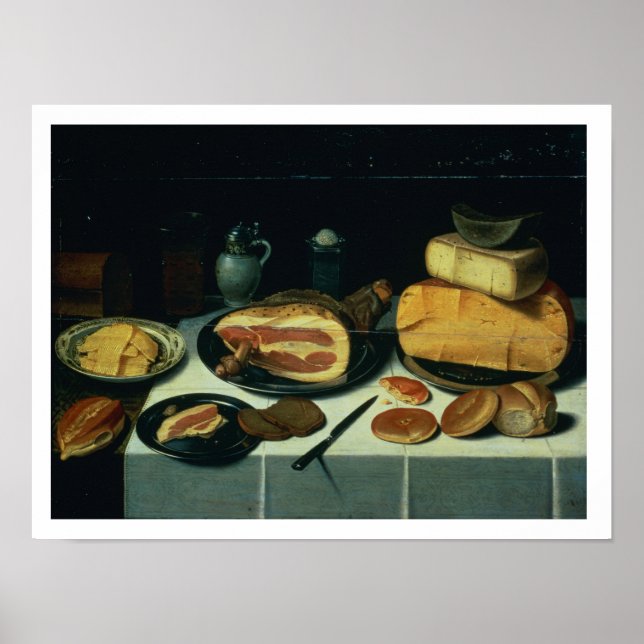 Poster Still Life with a Ham (oil on panel) (Frente)