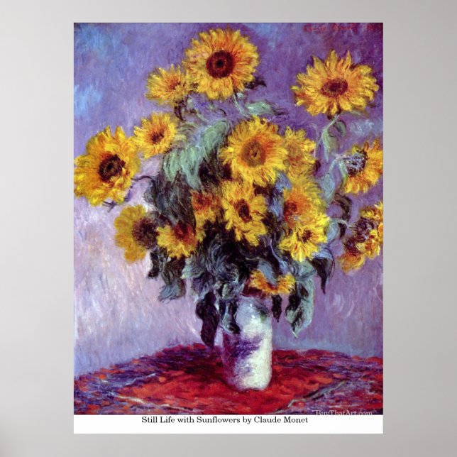 Pôster Still Life with Sunflowers by Claude Monet (Frente)