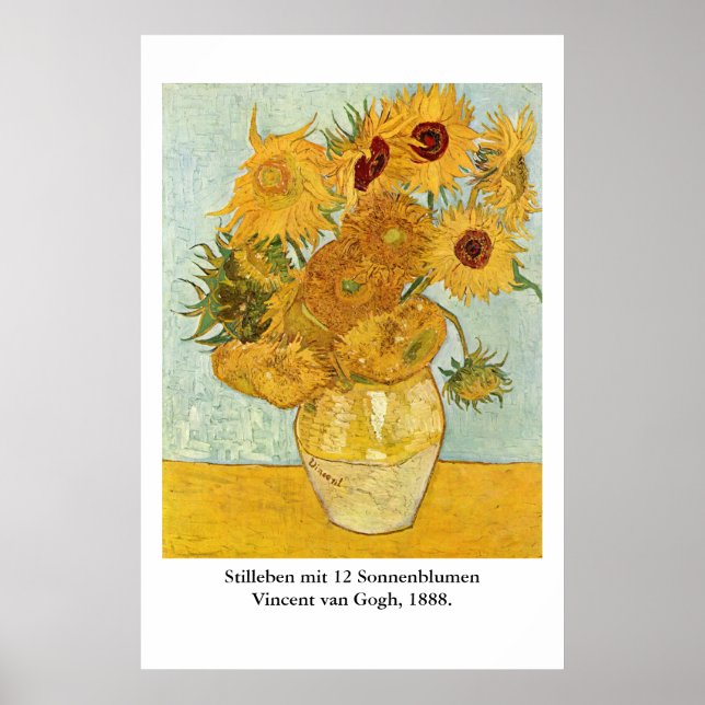 Poster Stilleben mit 12 Sonnenblumen de Vincent van Gogh (Frente)