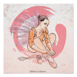 Pôster Stillness in Motion – Minimalist Ballerina & Enso