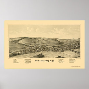 Poster Stillwater, mapa panorâmico de NY - 1889