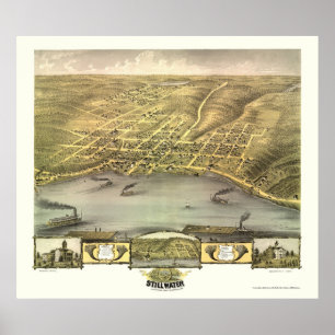 Pôster Stillwater, mapa panorâmico do manganês - 1870