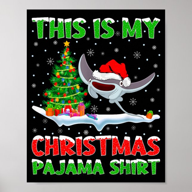 Poster Stingray Fish Xmas Tree Lights This Is My Christma (Frente)