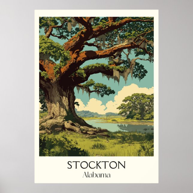 Poster Stockton Alabama Ancient Oak Trees (Frente)