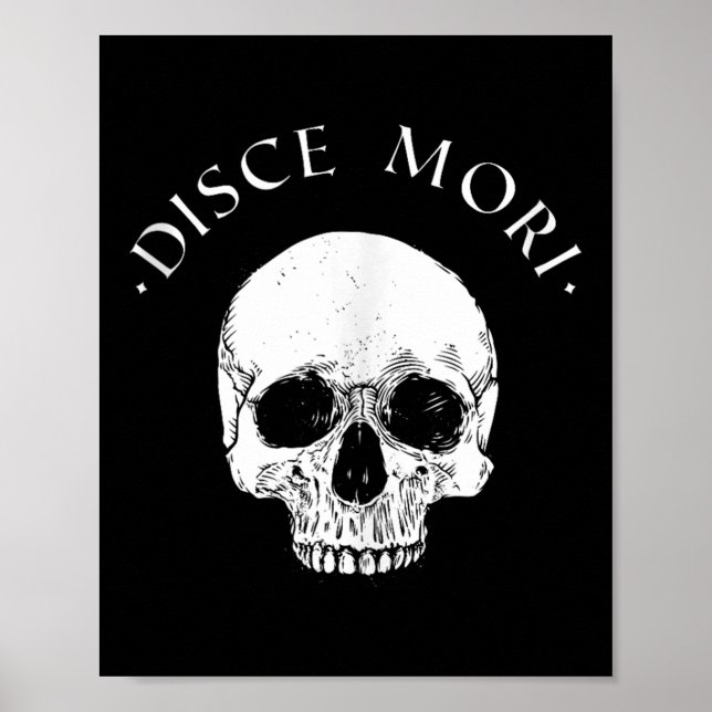 Poster Stoic Filosofia Disce Mori Skull Stoicism Cotação  (Frente)