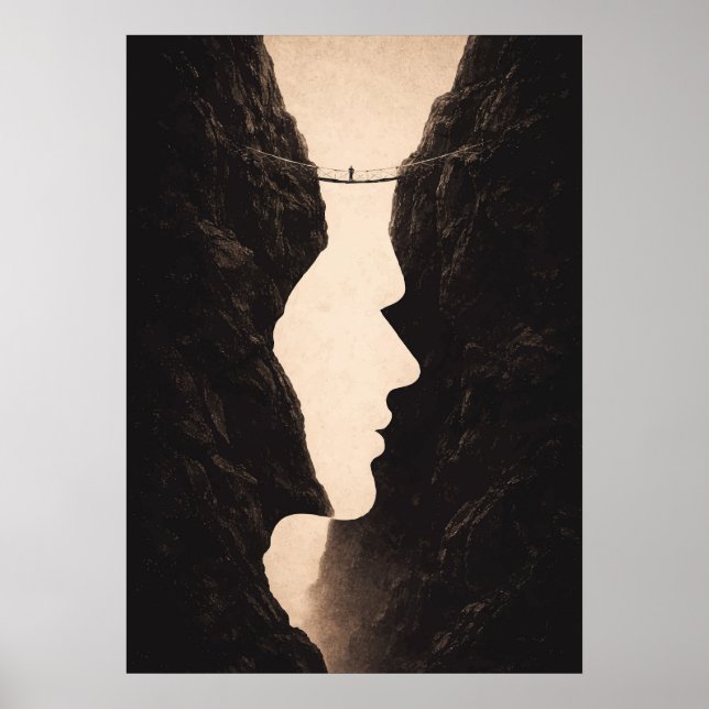 Poster Stoic Optical Illusion Abstract Art, Cliffs, Land (Frente)