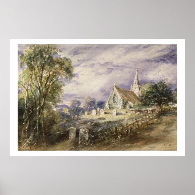 Pôster Stoke Poges Church, 1833 (c/c no papel) (Frente)