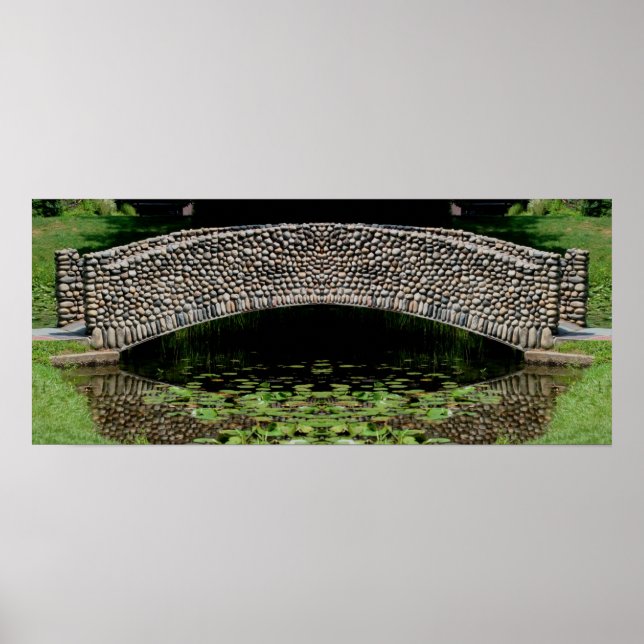 Poster Stone Bridge Lilypads Nature Mirror Abstrato (Frente)