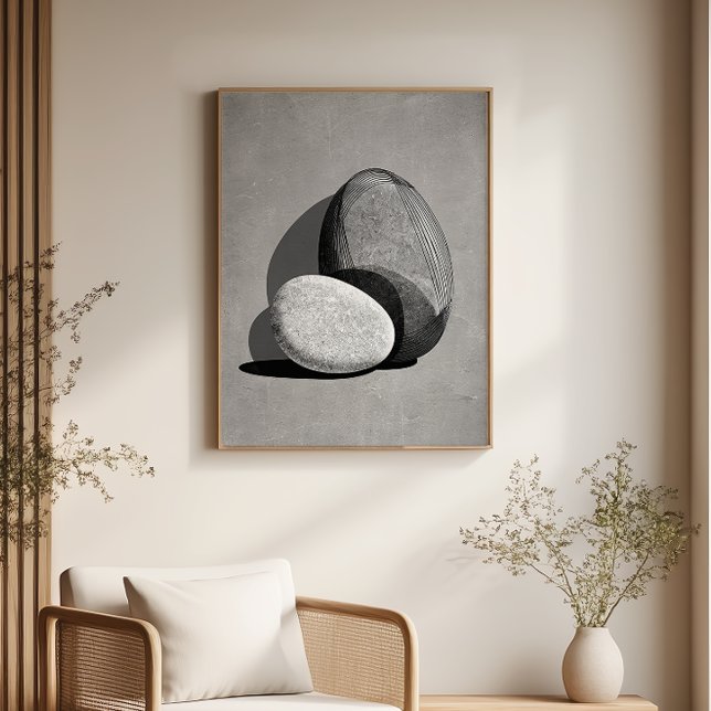 Pôster Stone Harmony Abstrato Japandi Mínimo Wall Art (Criador carregado)