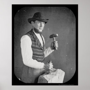 Pôster Stonecutter que guardara o Daguerreotype 1850 do